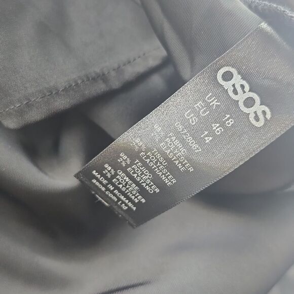 Asos NWT Black Halter‎ Off The Shoulder Mini Dress Size 14 - Picture 7 of 8